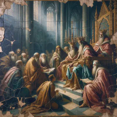 Oil painting of the Magi at the palace of King Herod
