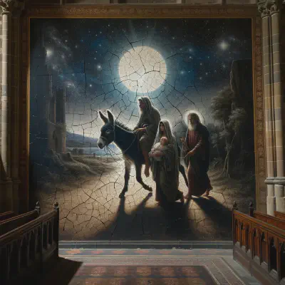 Painting of Joseph and Mary fleeing to Egypt