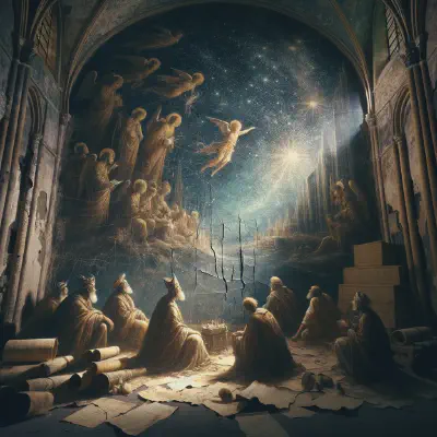 Oil painting of the Magi reflecting on the story