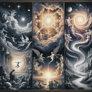 A marble statue showcasing the heavens proclaiming God&rsquo;s glory with celestial figures.