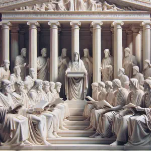 Marble statue showing a serene place of worship with Psalm 94 being sung