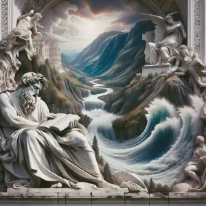 Ancient Roman marble statue depicting a river as a metaphor for divine providence and protection.