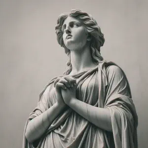 Marble statue in ancient Greek style depicting a devout Jewish mother