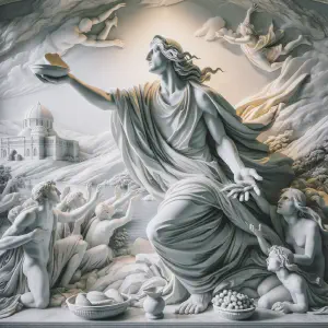 A marble statue representing the divine hope and comfort in Zion.