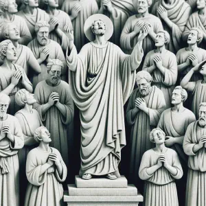 A marble statue representing the Psalmist&rsquo;s joyful praises.