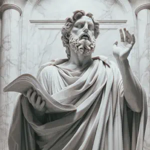 Marble representation of Isaiah embodying comfort and mercy.