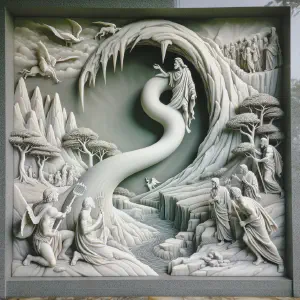 A marble statue inspired by the Book of Isaiah, illustrating a figure undergoing a powerful transformation.